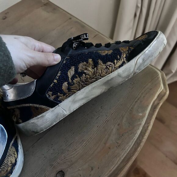 Golden Goose Black and Gold damask tapestry Sneakers - Picture 8 of 12